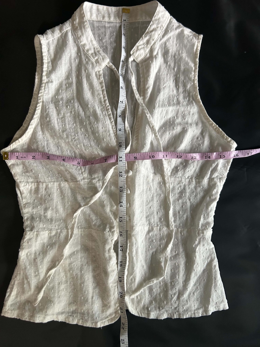 SHEIN Cream Textured Tie-Front Sleeveless Top